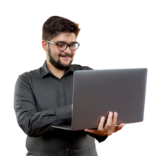 a person doing data entry in his laptop