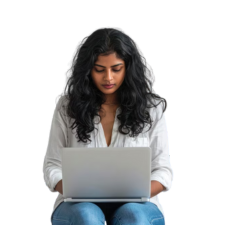 a girl doing form filling job on her laptop